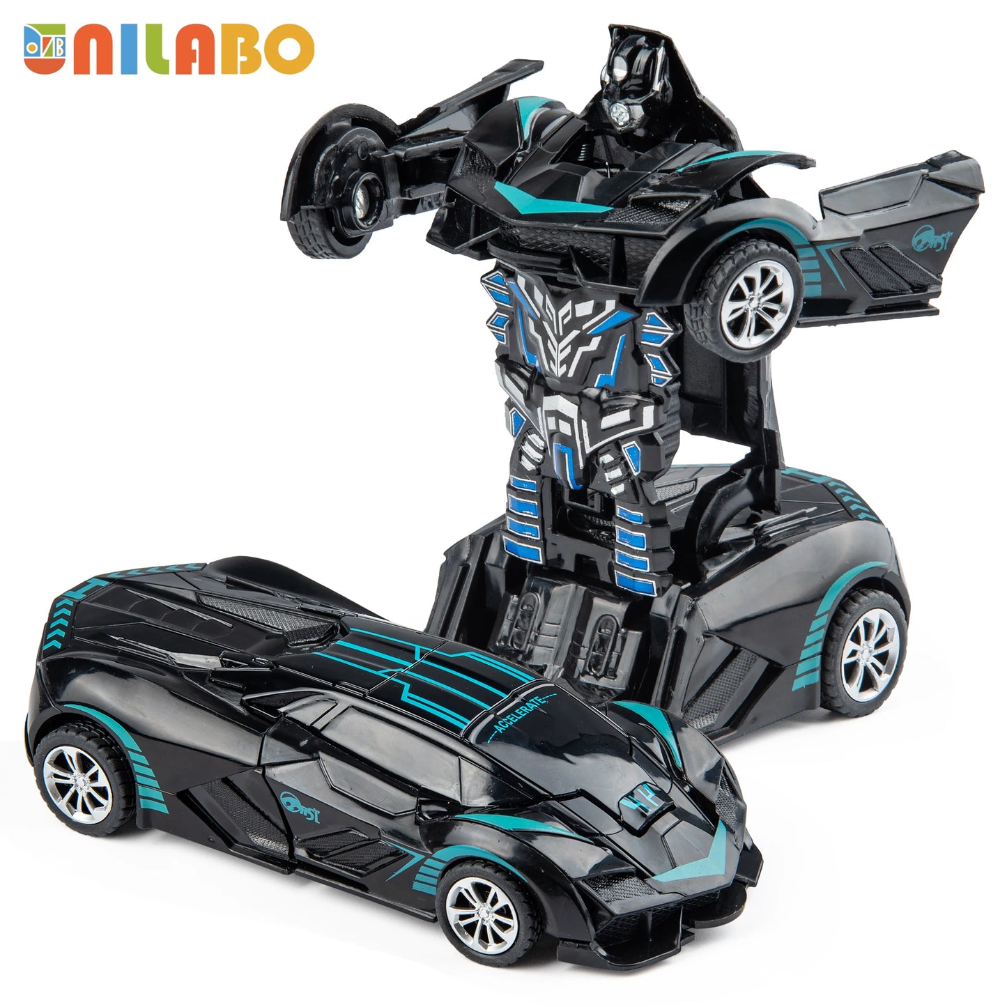 Transformable Robot Sports Car Toy – No Batteries, Educational Colorful Vehicle for Kids