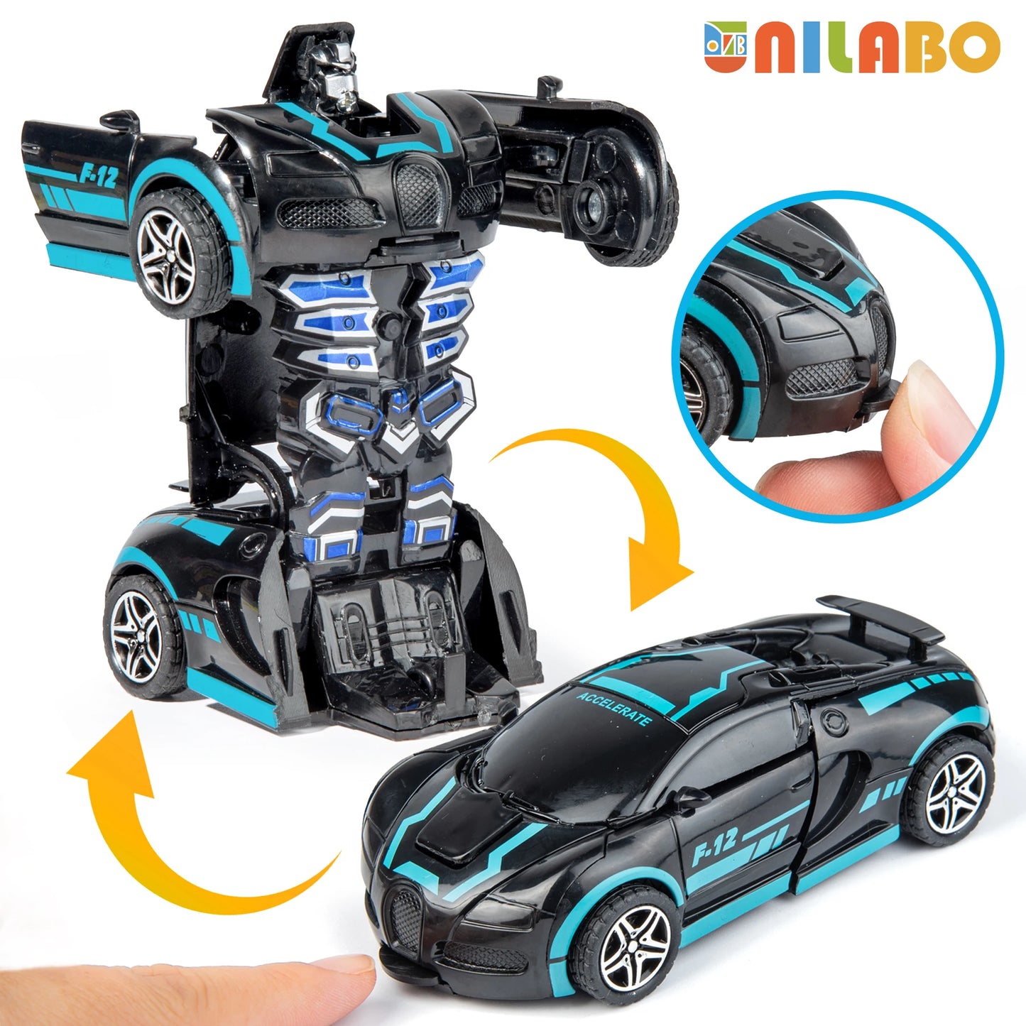 Transformable Robot Sports Car Toy – No Batteries, Educational Colorful Vehicle for Kids