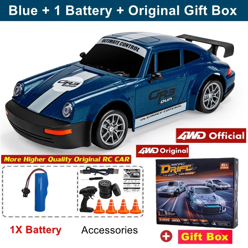 New 4WD Remote Control Drift Car Full Size 1:24 Mini Remote Control Racing Car Model 2.4G Radio High Speed RC Car Boy Toy Gift