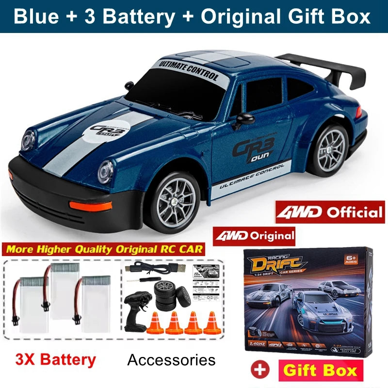 New 4WD Remote Control Drift Car Full Size 1:24 Mini Remote Control Racing Car Model 2.4G Radio High Speed RC Car Boy Toy Gift