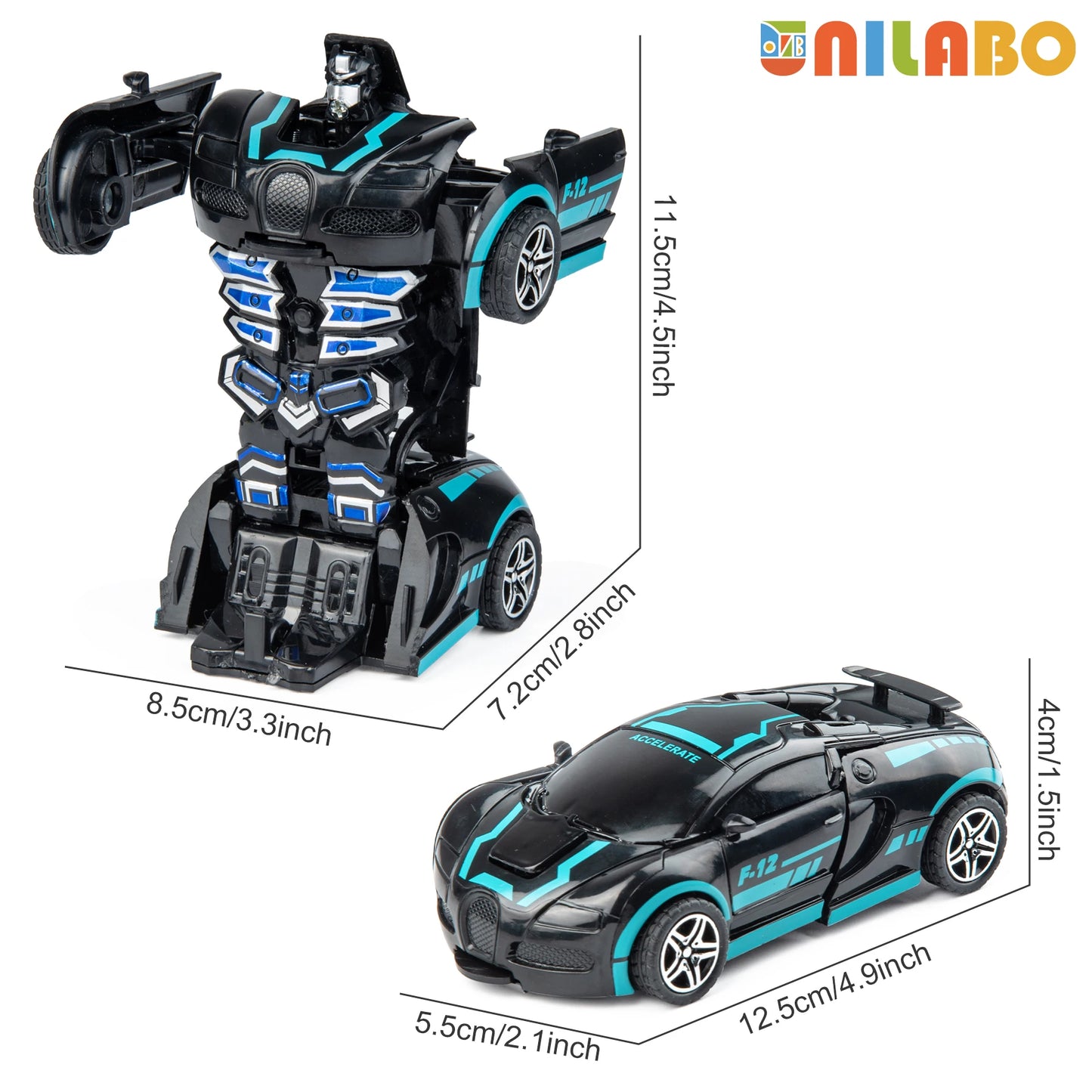 Transformable Robot Sports Car Toy – No Batteries, Educational Colorful Vehicle for Kids